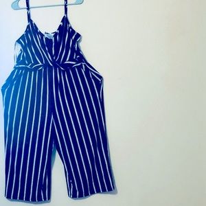 XXL Navy blue w/ white stripes jumpsuit w/ pockets